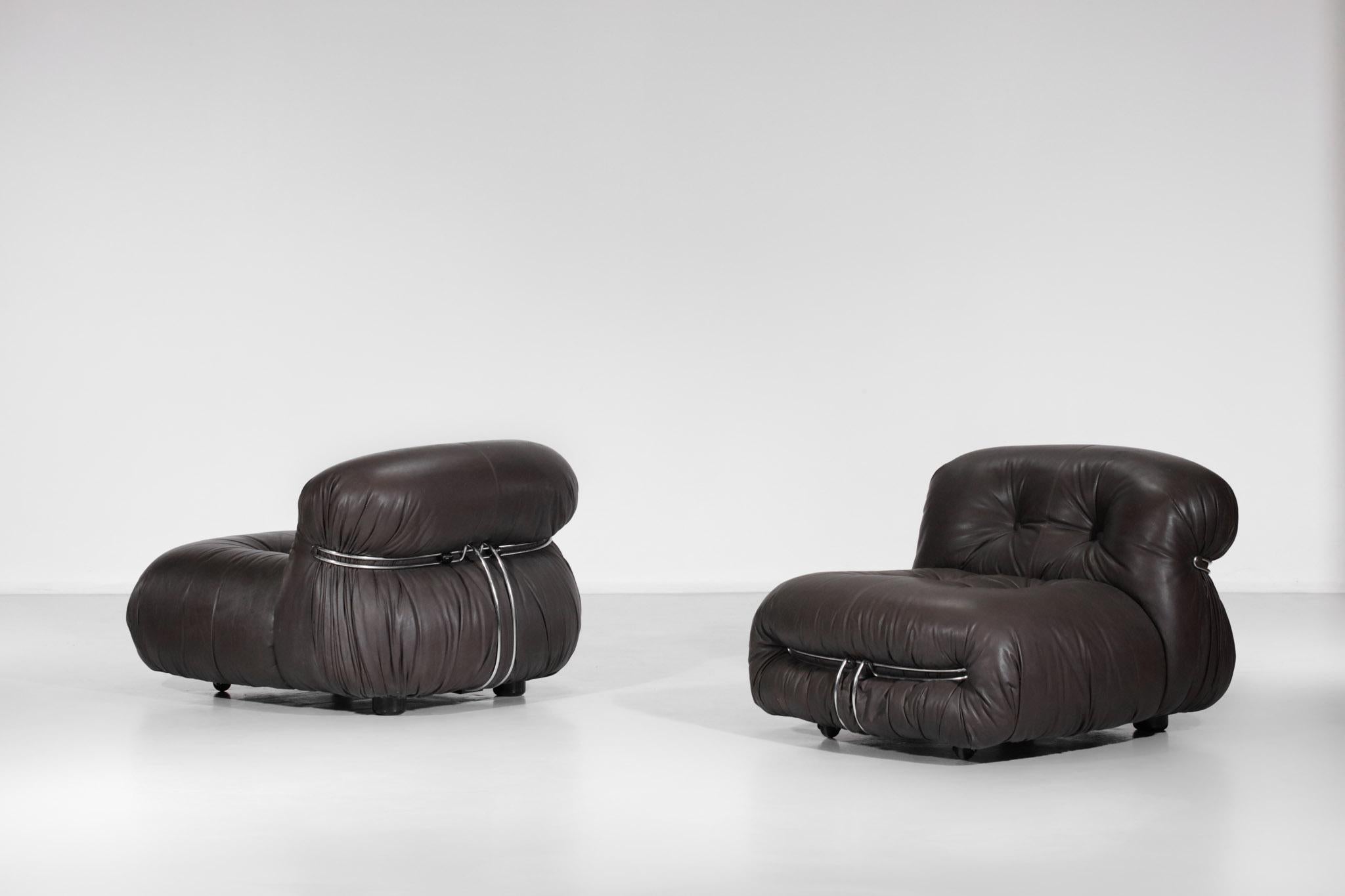 Italian Set of Three Soriana Armchairs by Tobia Scarpa Published by Cassina For Sale