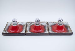 Set of Three Space Age Ceramic Wall or Ceiling Lamps, 1960s Germany