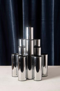 Set of Three Space Age Chrome Vases, Europe, 1970s