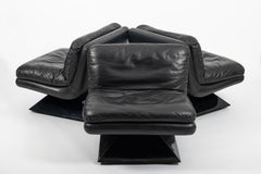 Set of three Space Age leather lounge chairs on acrylic base. Italy c1970