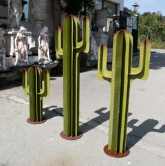 Set of Three Spanish Iron Cactus Garden Sculptures