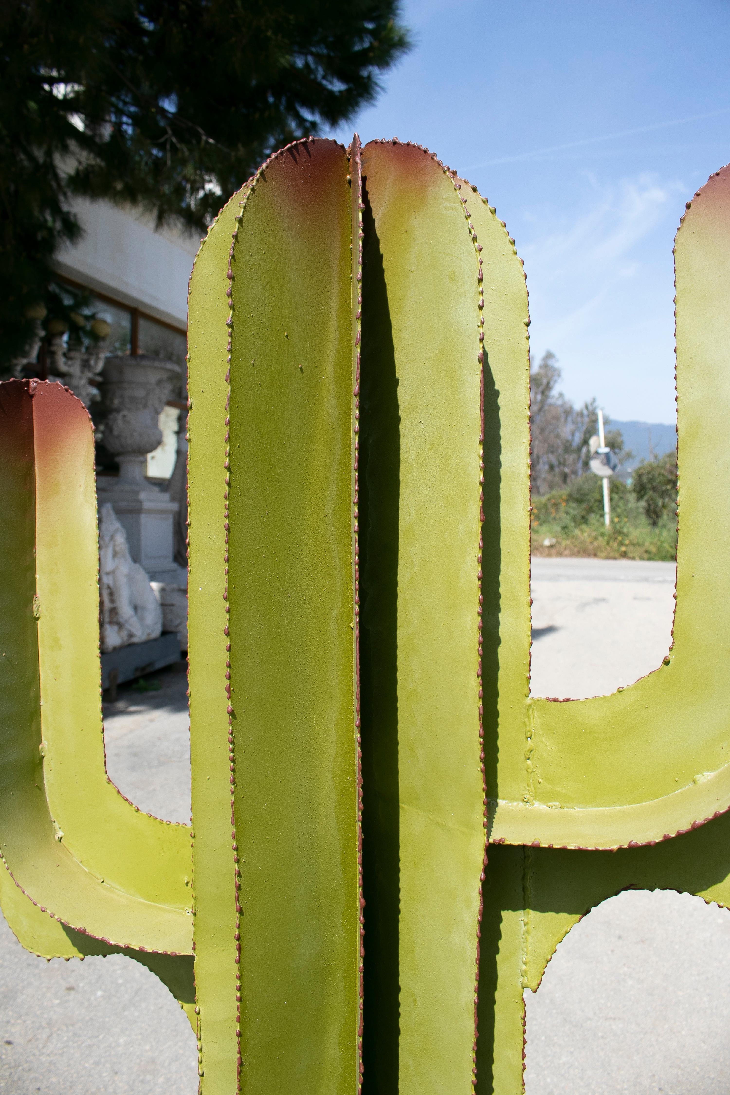 Contemporary Set of Three Spanish Iron Cactus Garden Sculptures For Sale
