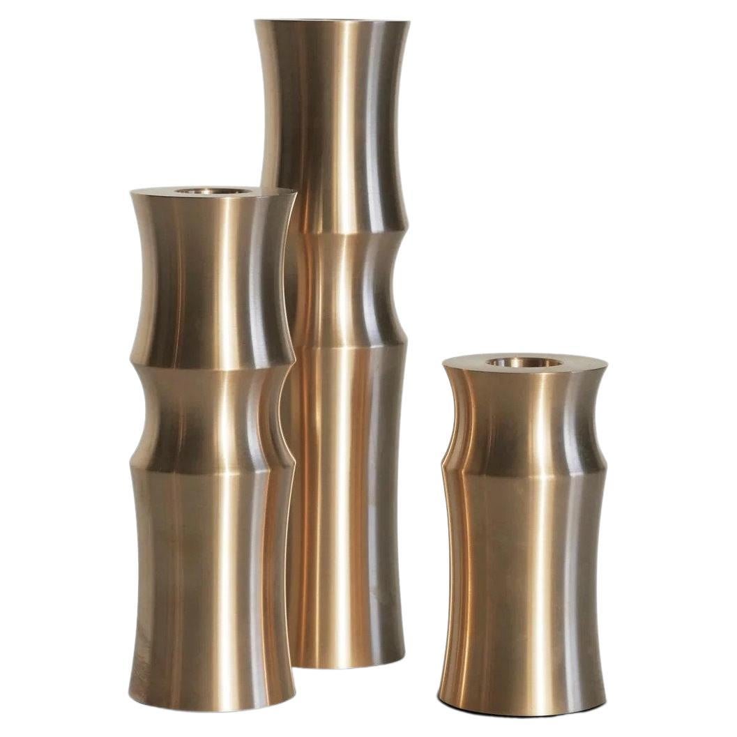 Set of 3 Elm Bronze Candlesticks by Elan Atelier For Sale at 1stDibs