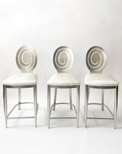 Set of Three Spiral Backed Bar Stools