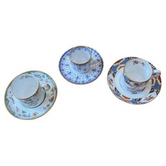 Vintage Set of Three Spode Cup & Saucer Sets – Shima, Élysée, and Fleur de Lys Blue