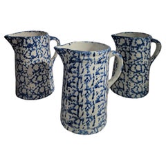 Set of Three Sponge Ware Pitchers