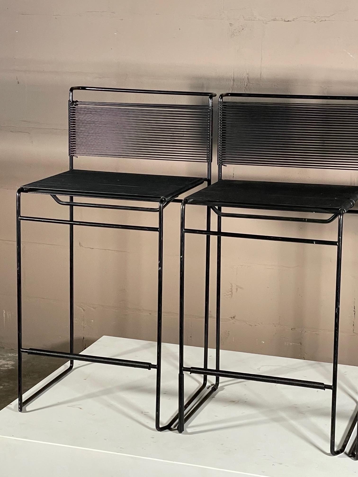 Mid-Century Modern Set of Three Stackable Spaghetti Bar Stools by Belotti for Flyline, Italy, 1970