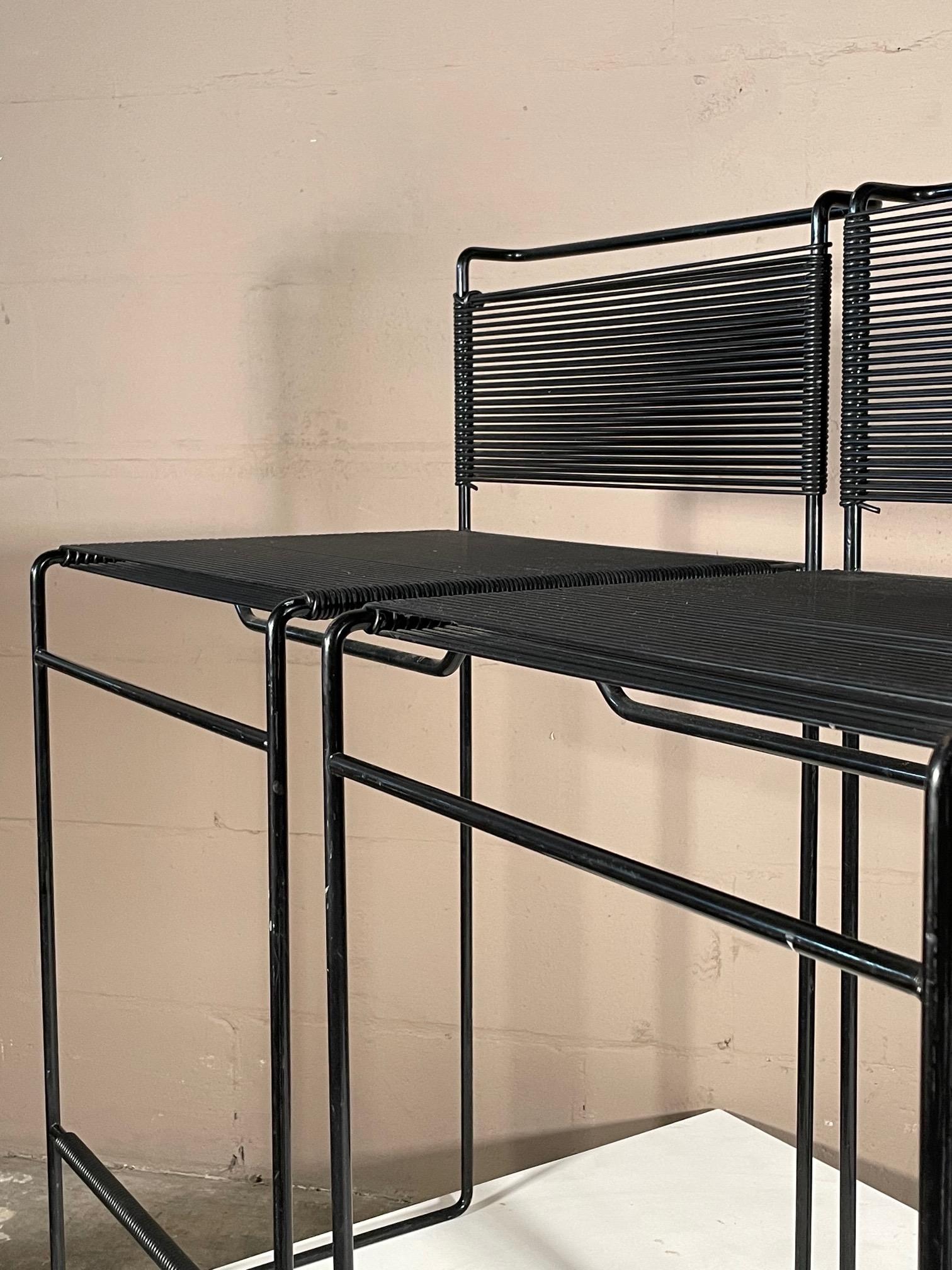 Italian Set of Three Stackable Spaghetti Bar Stools by Belotti for Flyline, Italy, 1970