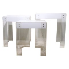Set of Three Stacking Lucite Side Tables