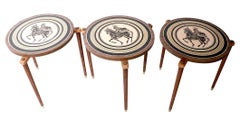 Set of Three Stacking Mid Century Side Tables after Fornasetti