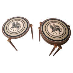 Set of Three Stacking Mid Century Side Tables after Fornasetti