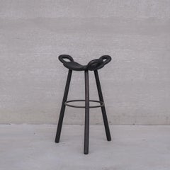 Set of Three Stained Blackened Mid-Century 'Marbella' Bar Stools