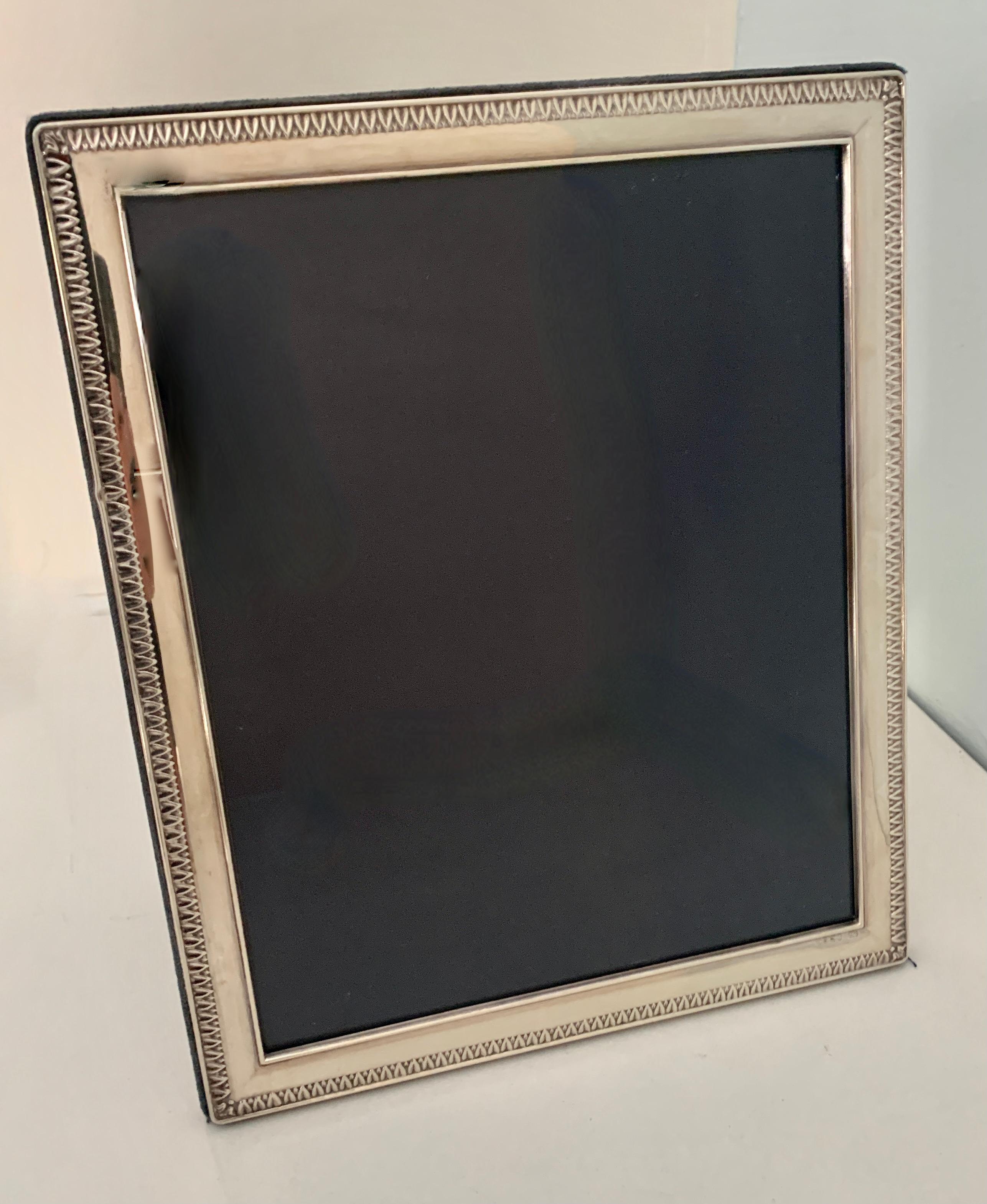 Set of Three Sterling Silver Frames with Velvet Stand 2