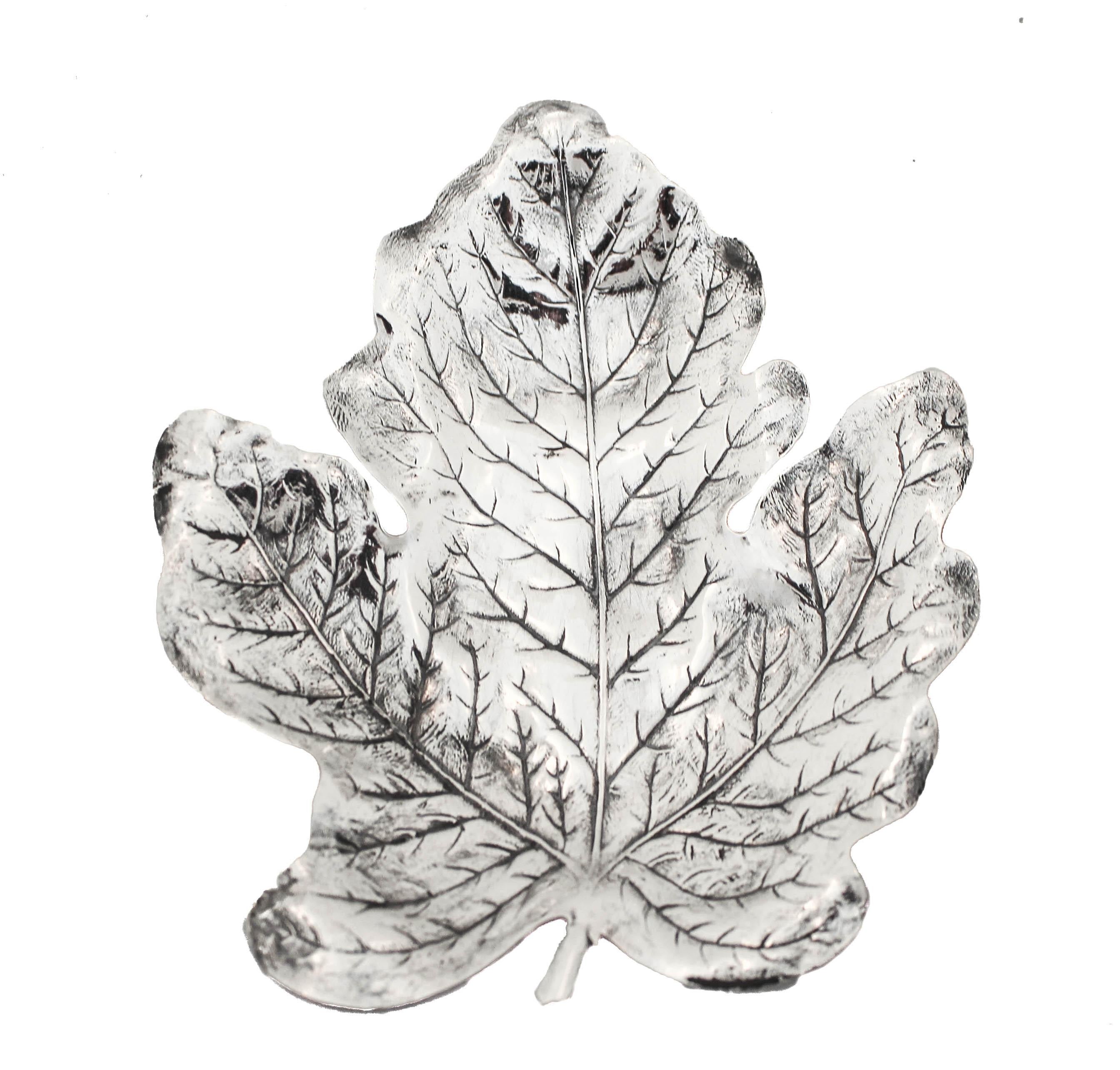 Set of Three Sterling Silver Leaves In Excellent Condition For Sale In Brooklyn, NY