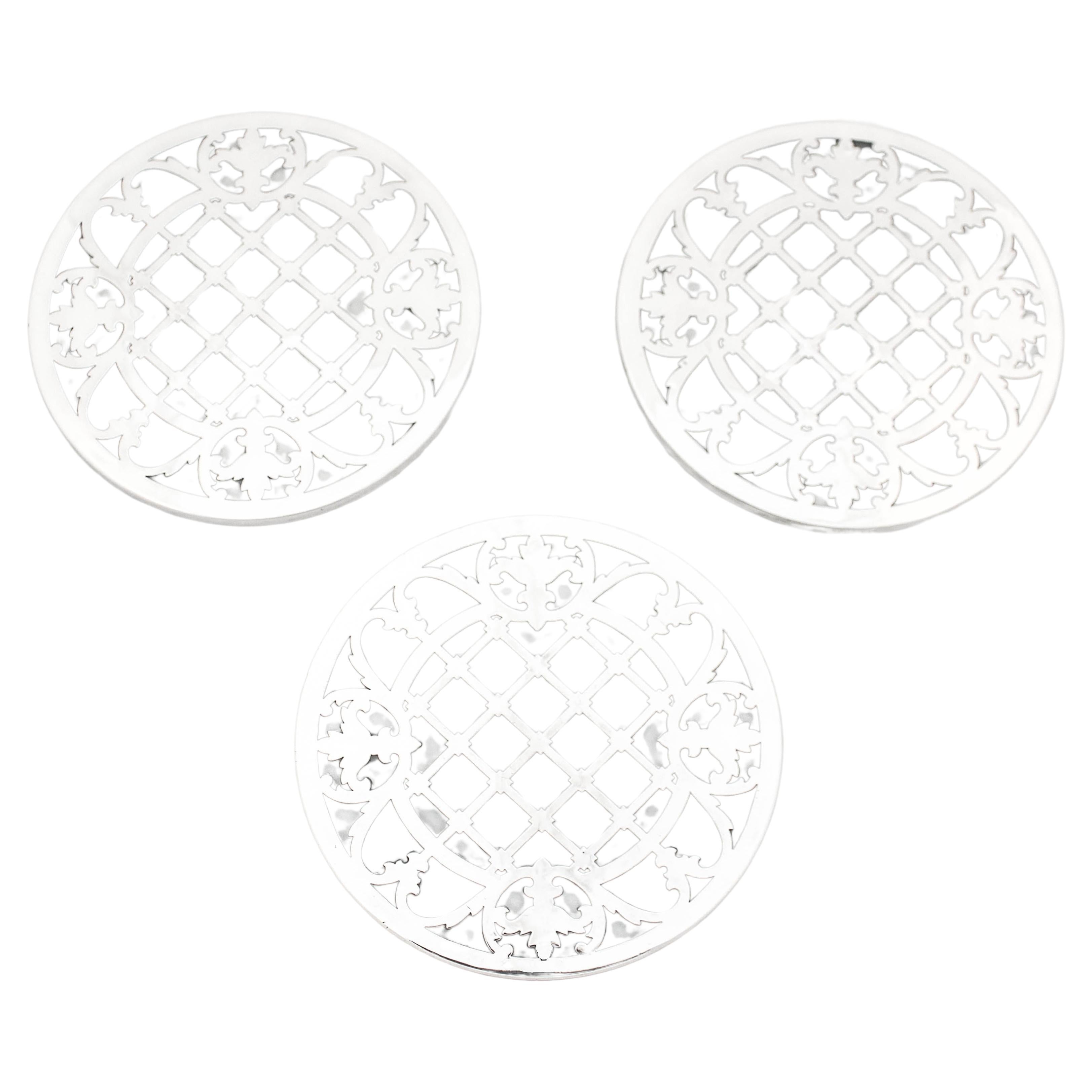 Set of Three Sterling Silver Trivets