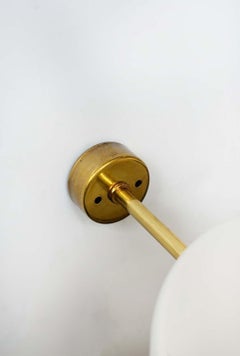 Set of Three Stilnovo Brass & White Opaline Glass Sconces