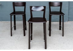 Set Of Three Stitched Leather Counter Stools By Frag Italy