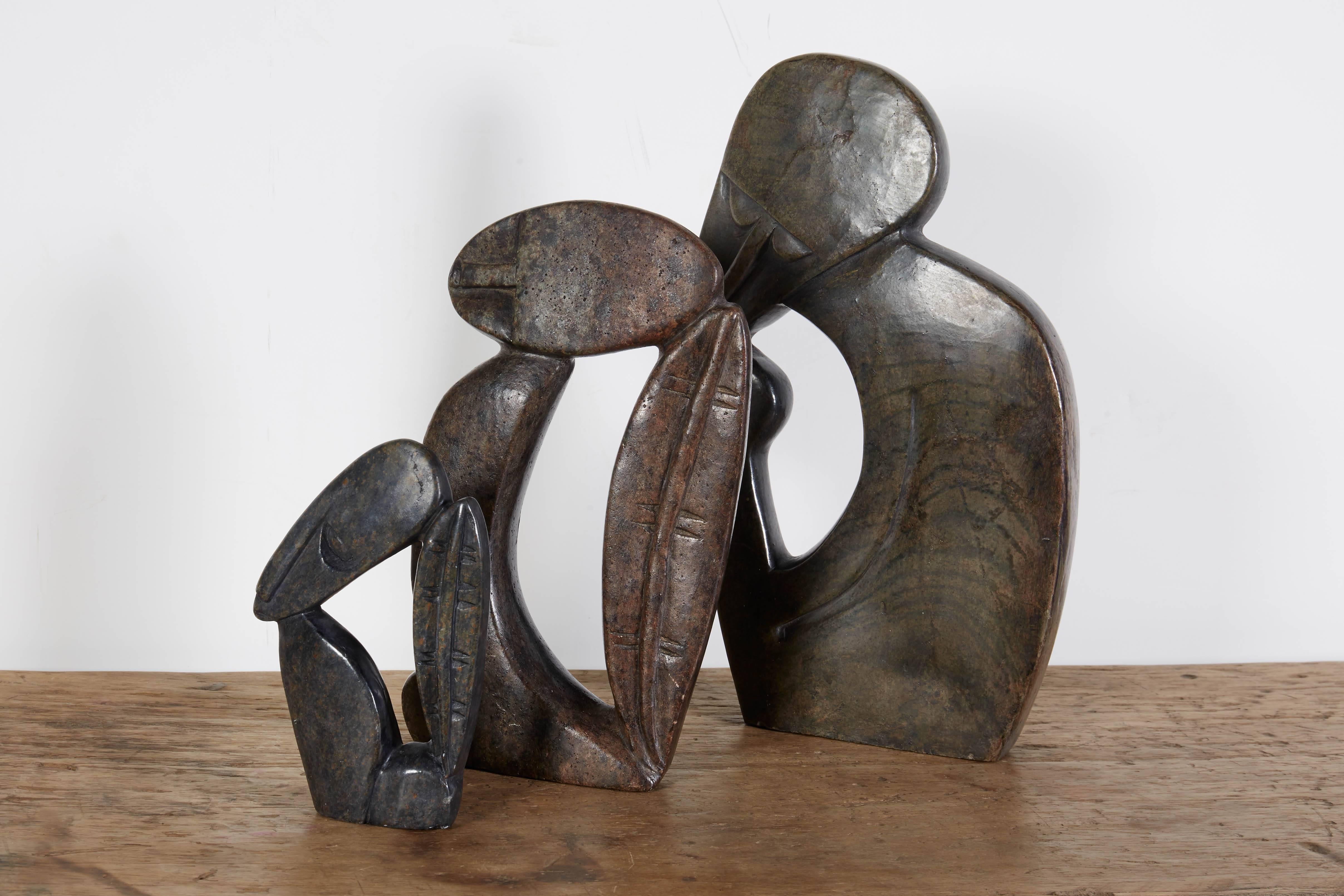 Contemporary Set of Three-Stone Shona Sculptures