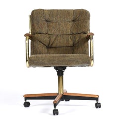 Set di tre poltrone girevoli Stoneville in ottone e rovere, USA