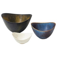 Set of Three Stoneware Bowls by Gunnar Nylund for Rörstrand, Sweden, 1950s