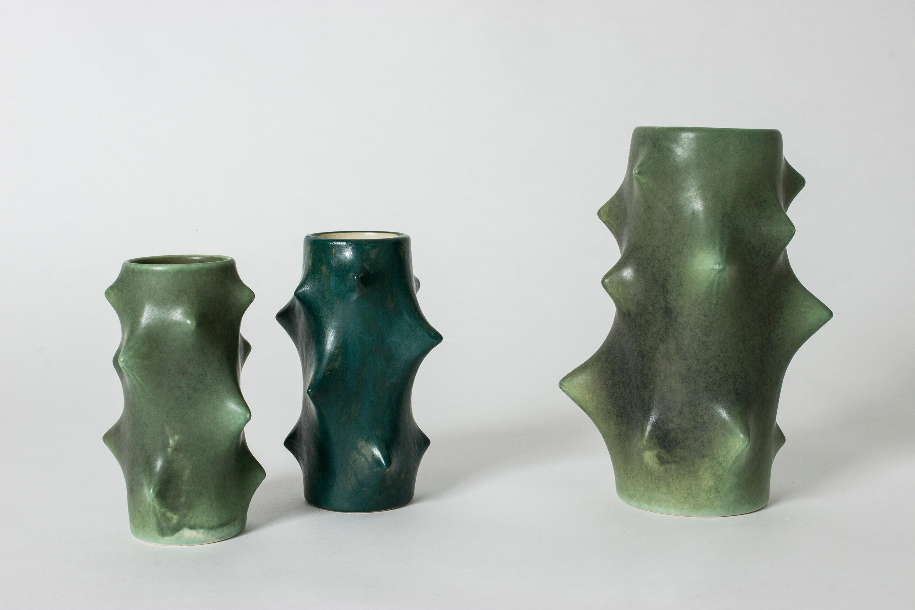 Scandinavian Modern Set of Three Stoneware Vases by Knud Basse