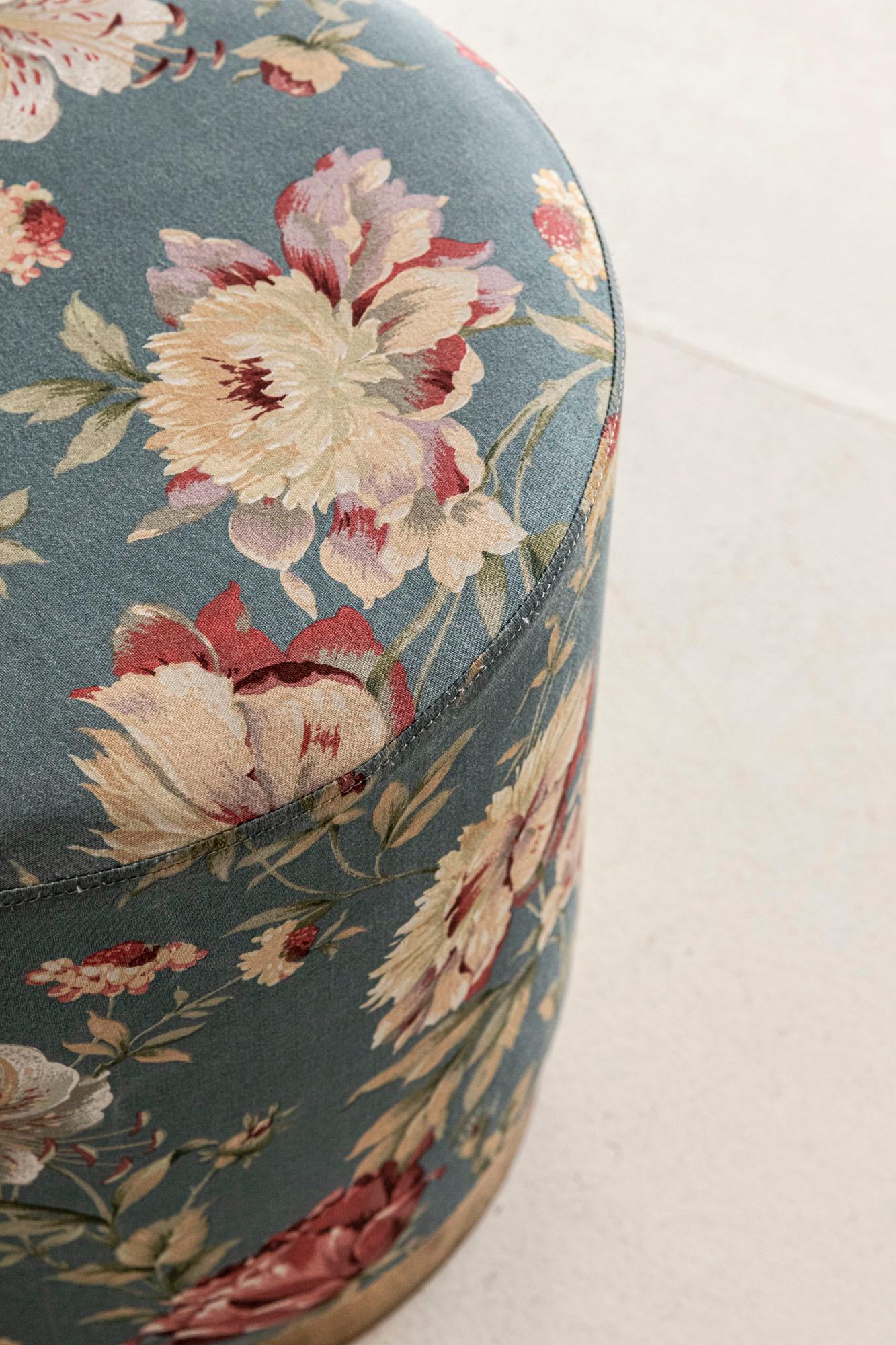 Set of Three Stools, Floral Decorated Fabric 5