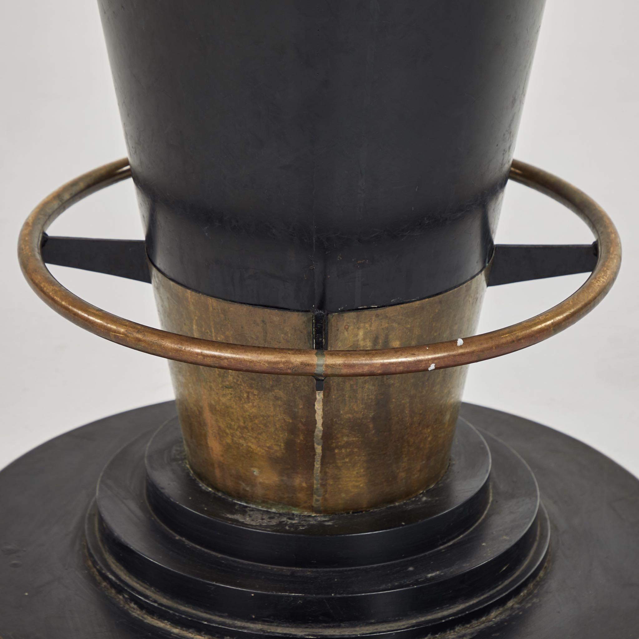 English Set of Three Stools in Leather with Brass Trim