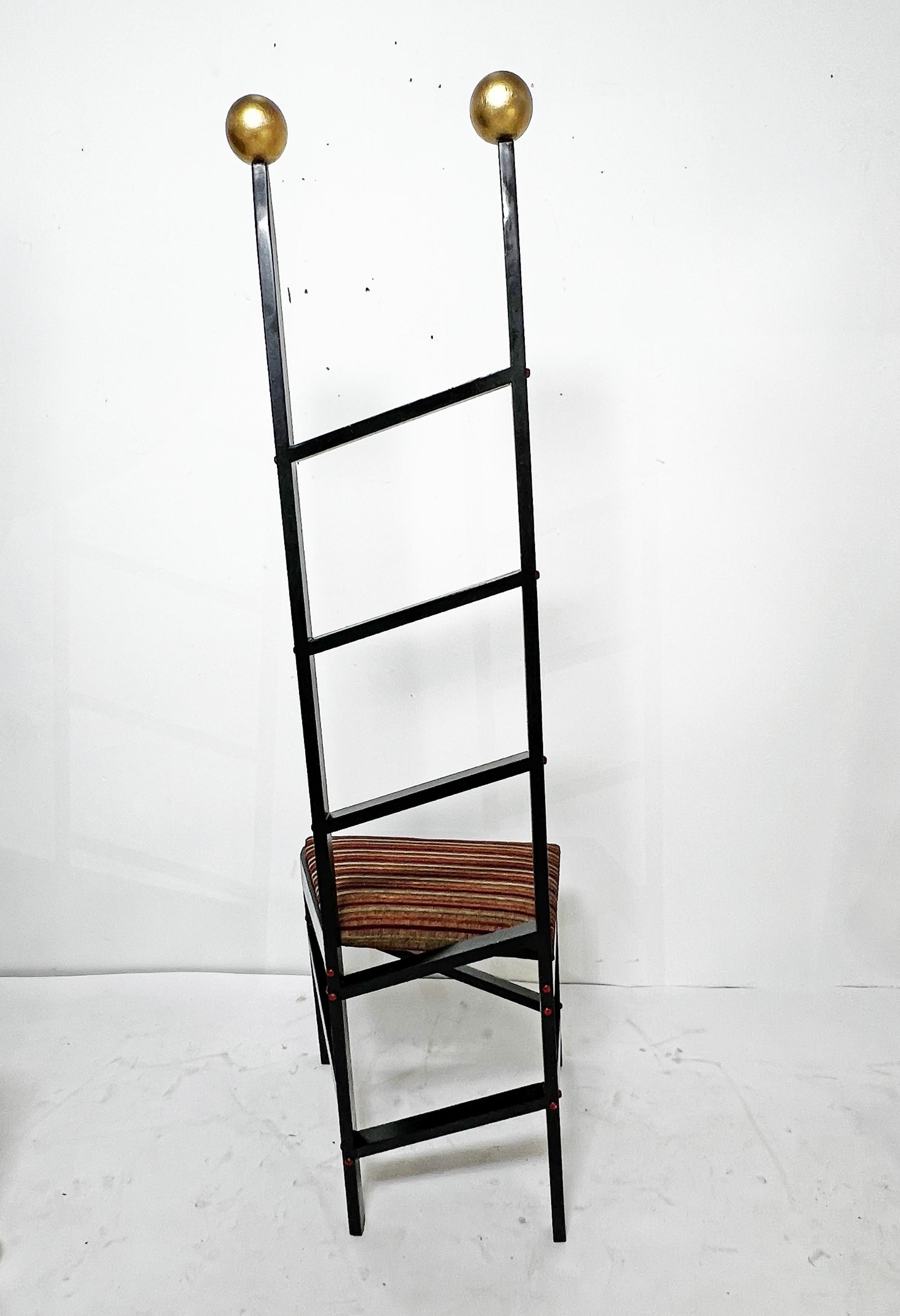 Set of Three Studio Craft Post Modern Chairs signed King, d. 1993 For Sale 5