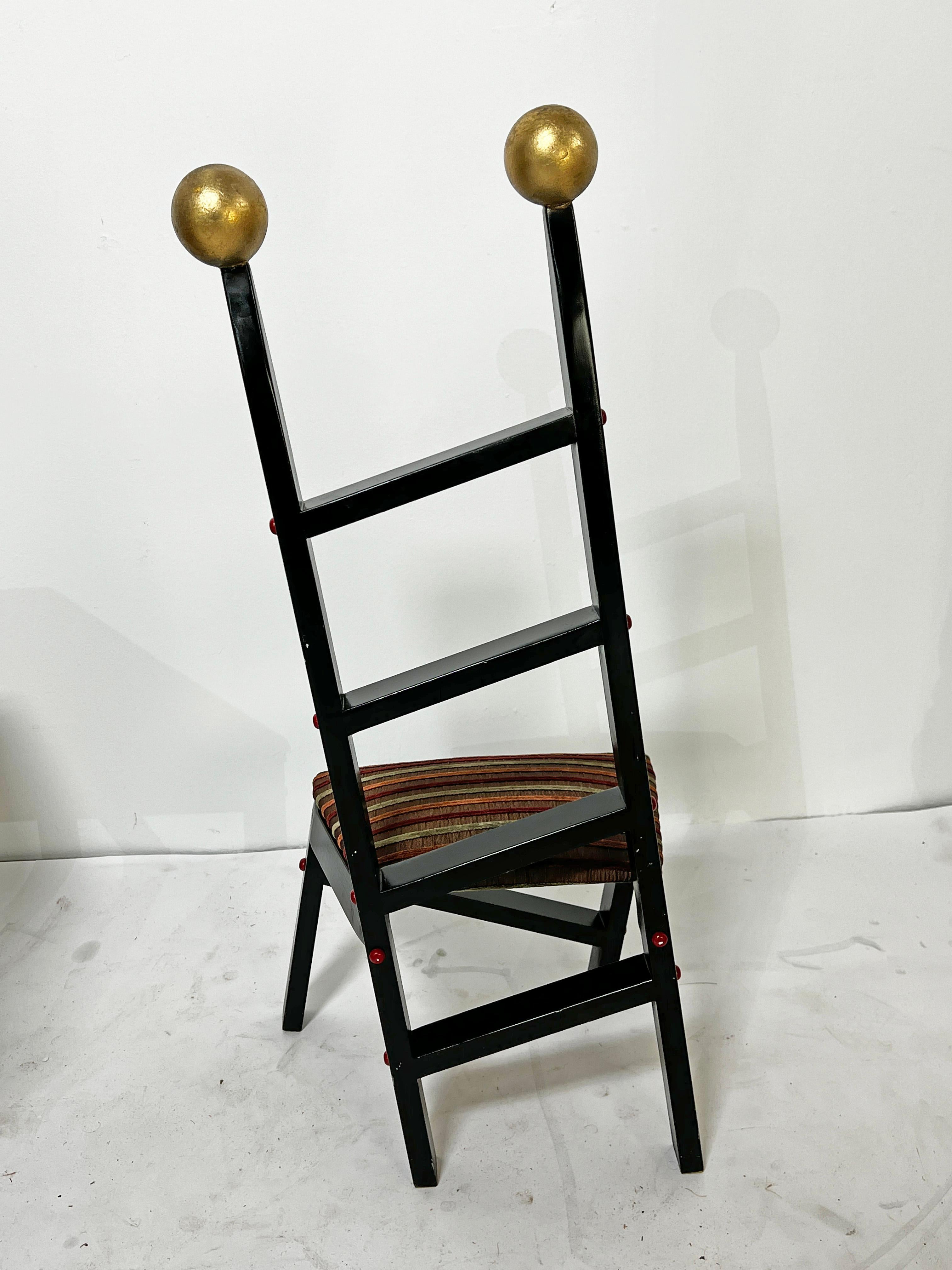 Set of Three Studio Craft Post Modern Chairs signed King, d. 1993 For Sale 8