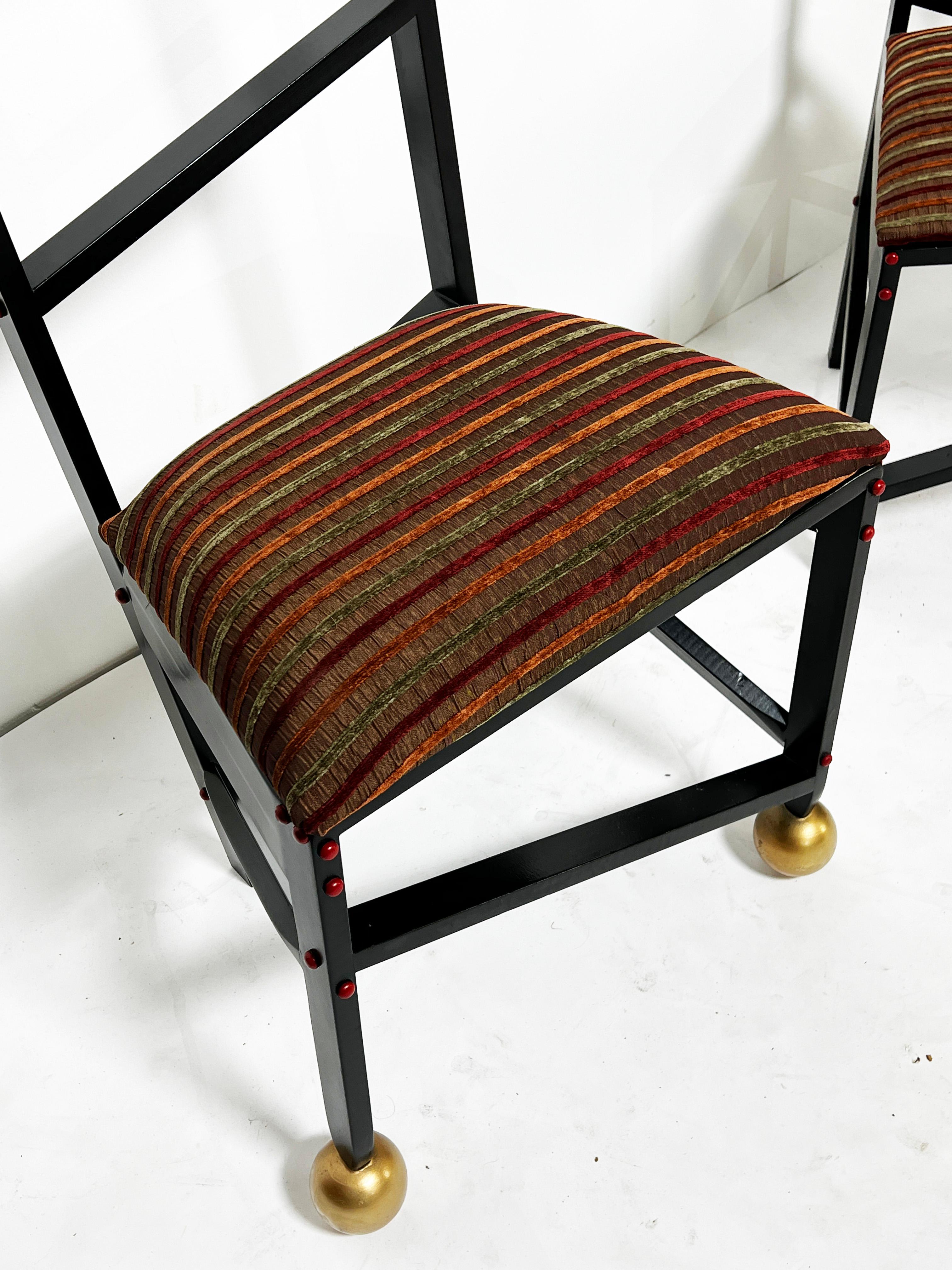 Late 20th Century Set of Three Studio Craft Post Modern Chairs signed King, d. 1993 For Sale
