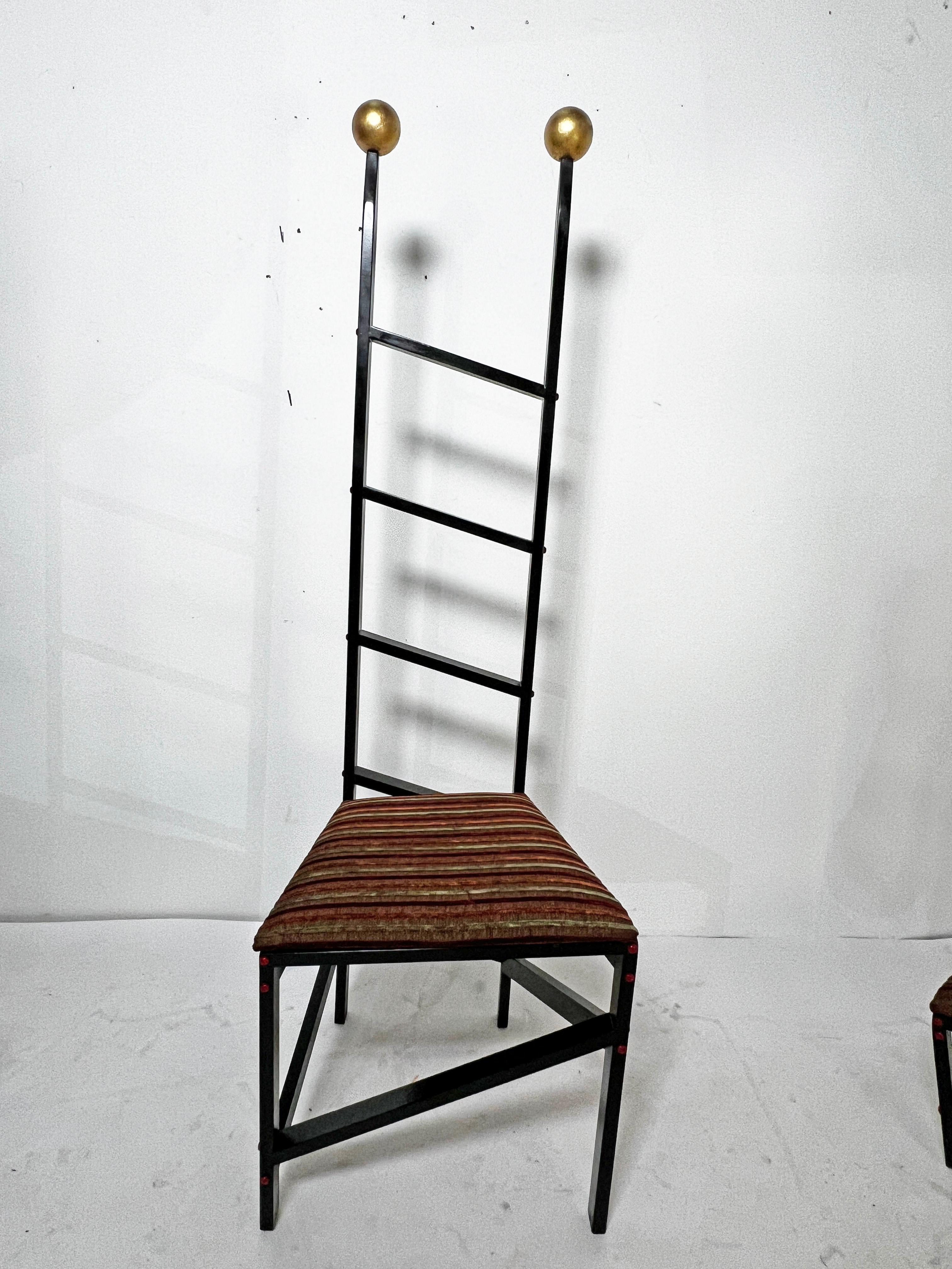 Set of Three Studio Craft Post Modern Chairs signed King, d. 1993 For Sale 2