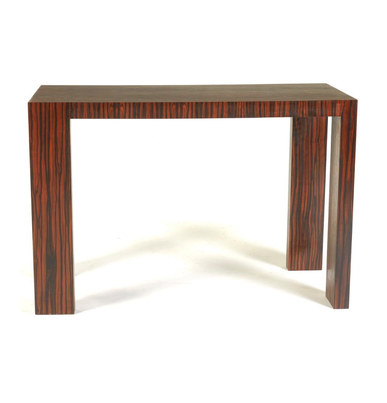 Set of Three Studio Crafted Art Deco Style Macassar Ebony Console Tables  For Sale 4