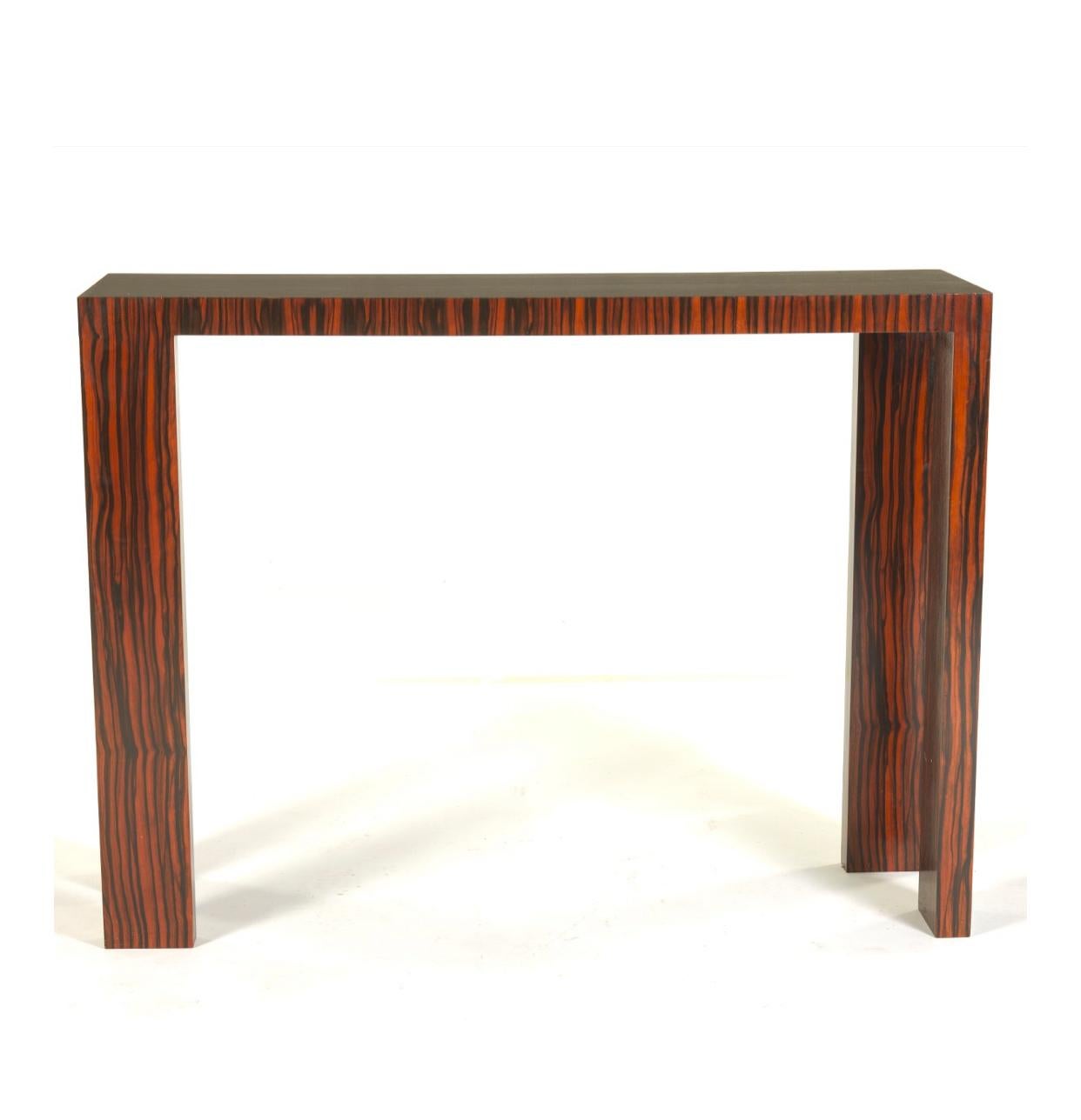 Set of Three Studio Crafted Art Deco Style Macassar Ebony Console Tables  For Sale 10