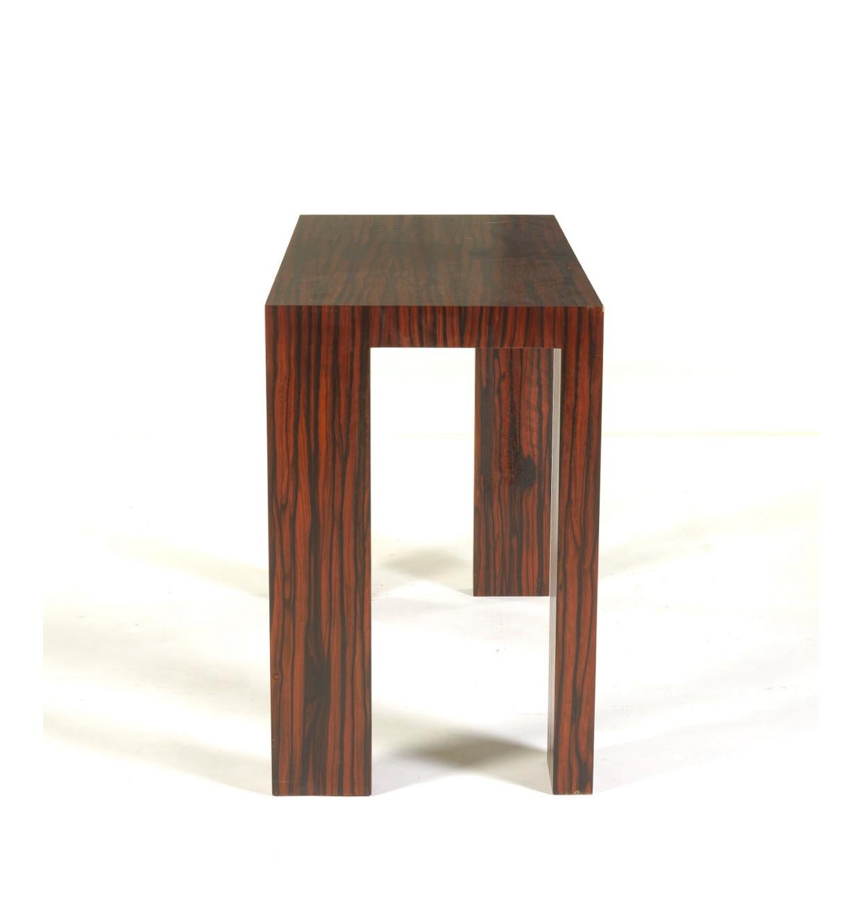 American Set of Three Studio Crafted Art Deco Style Macassar Ebony Console Tables  For Sale