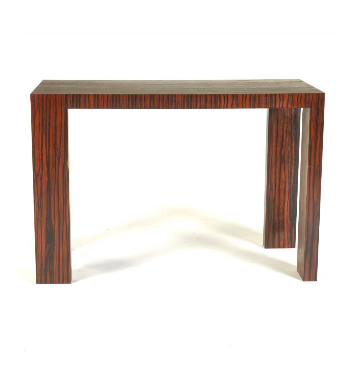 Set of Three Studio Crafted Art Deco Style Macassar Ebony Console Tables  For Sale 2