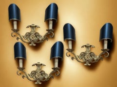Set of Three stunning Tole Sconces Gilded Metal, Kogl Leuchten, 1960s