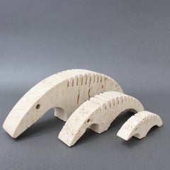 Set of Three Stylized Travertine Anteater Card Holders by Mannelli Brothers