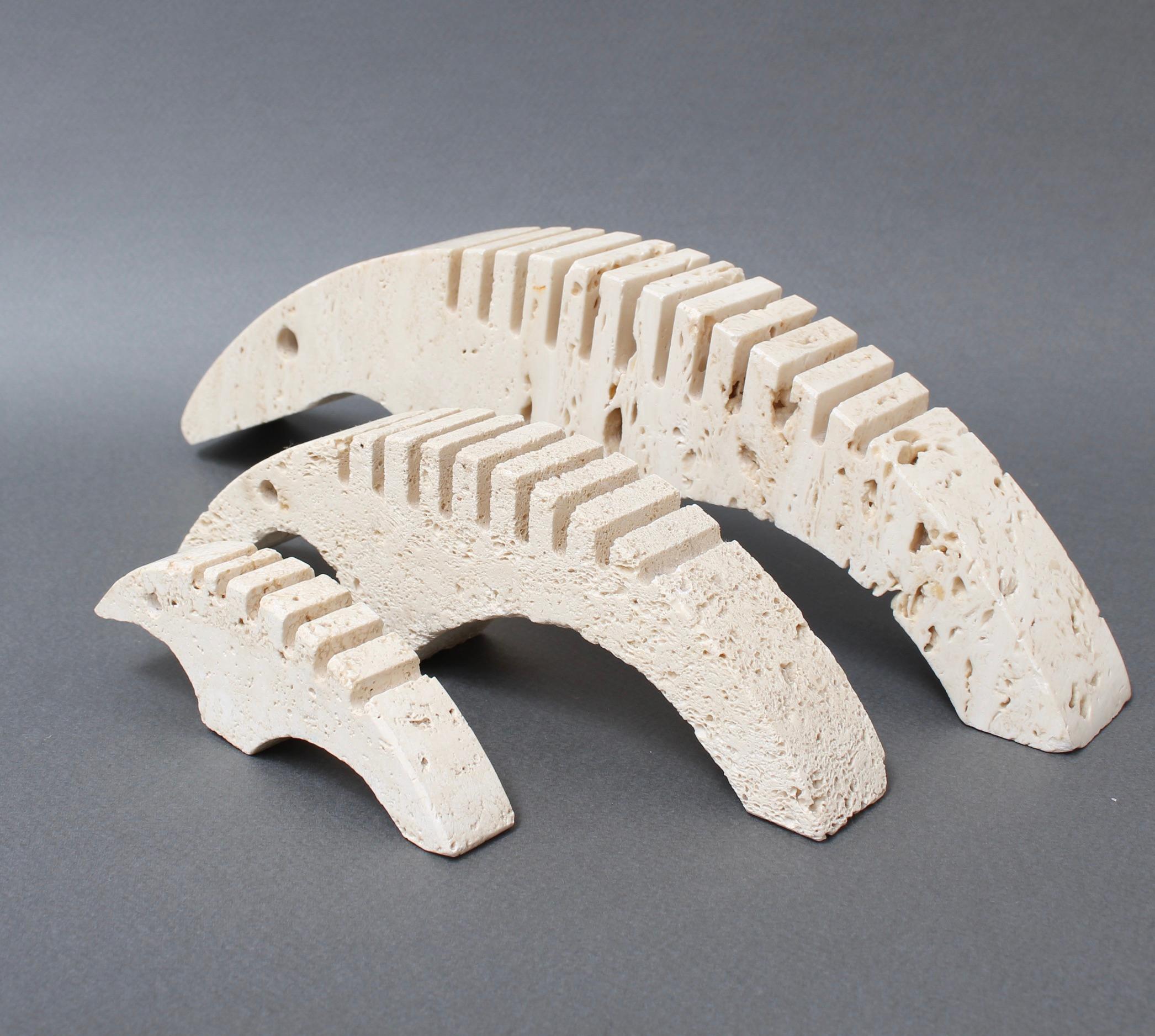 Set of Three Stylized Travertine Anteater Card Holders by Mannelli Brothers In Good Condition For Sale In London, GB