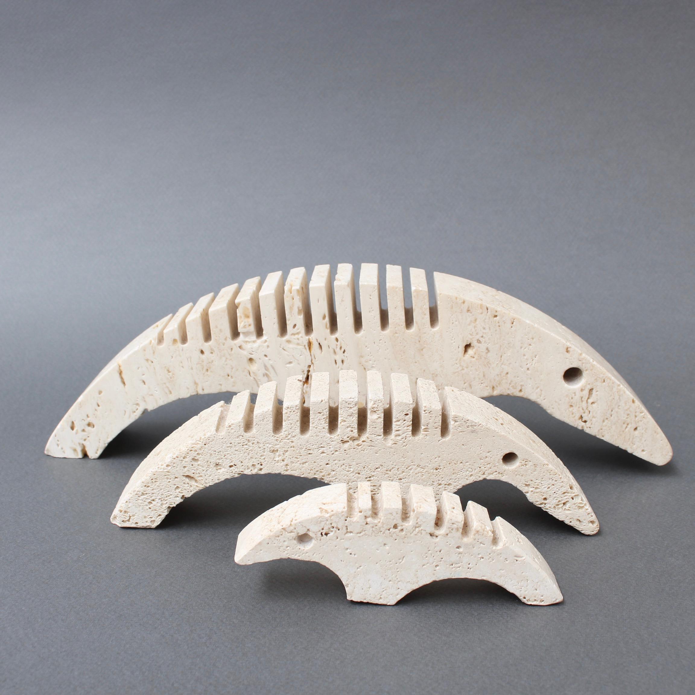 Late 20th Century Set of Three Stylized Travertine Anteater Card Holders by Mannelli Brothers For Sale