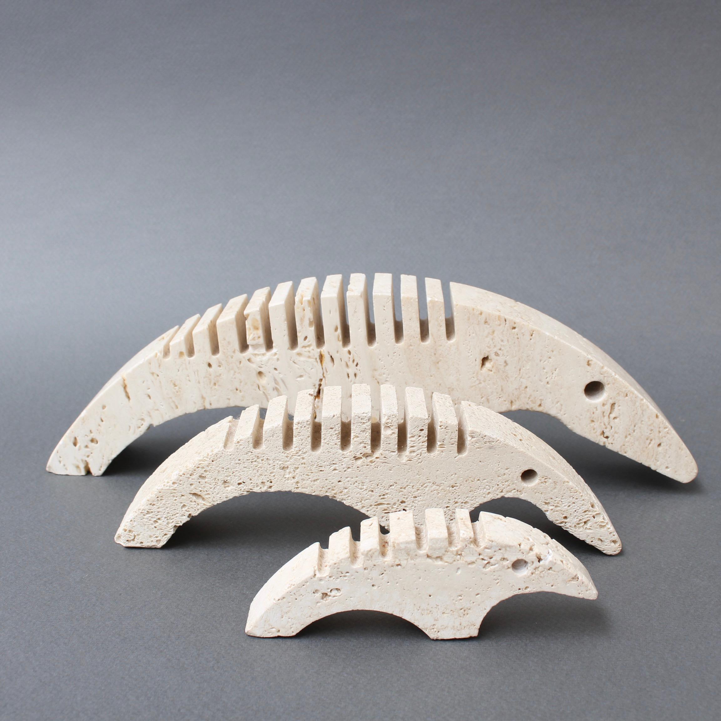 Set of Three Stylized Travertine Anteater Card Holders by Mannelli Brothers For Sale 1