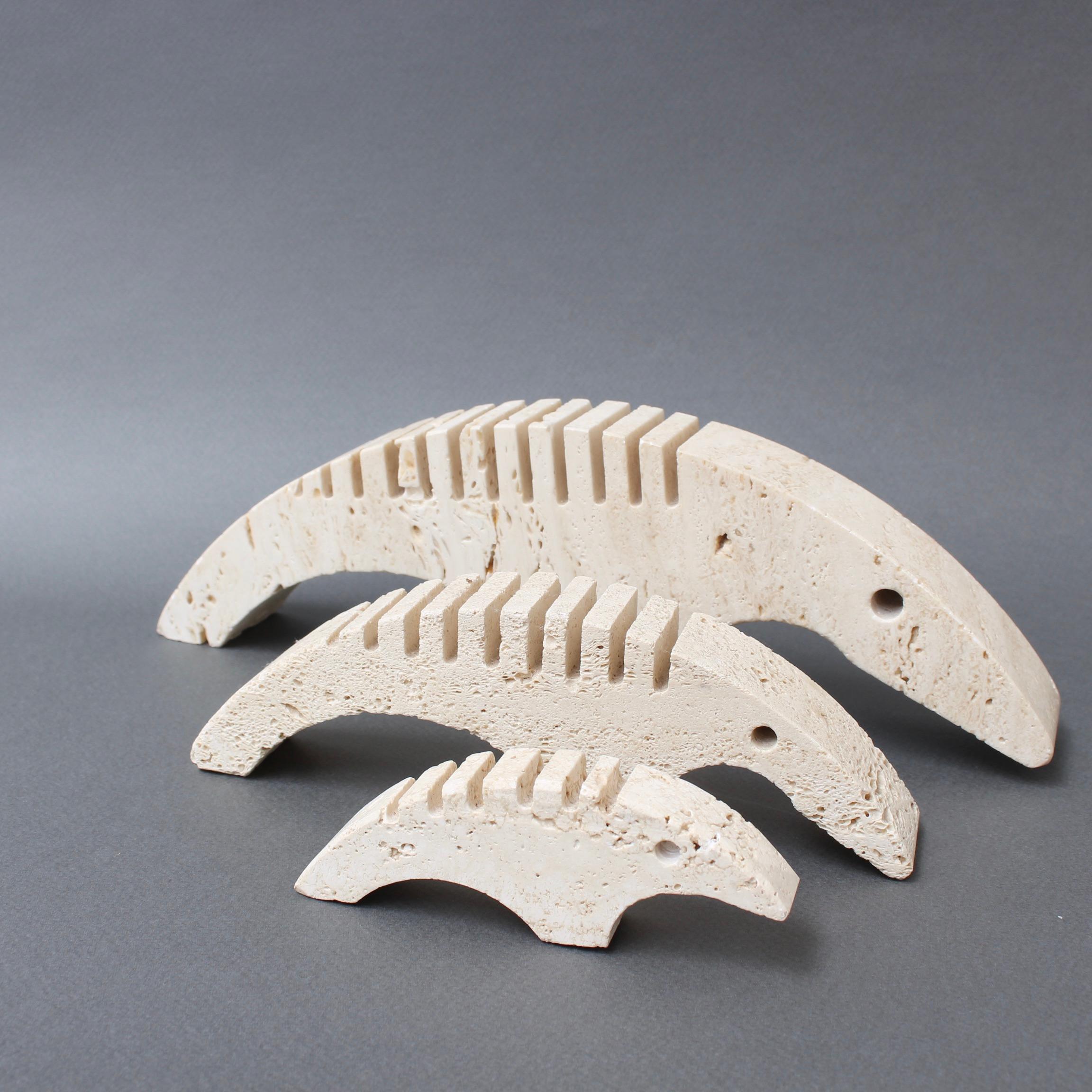 Set of Three Stylized Travertine Anteater Card Holders by Mannelli Brothers For Sale 2