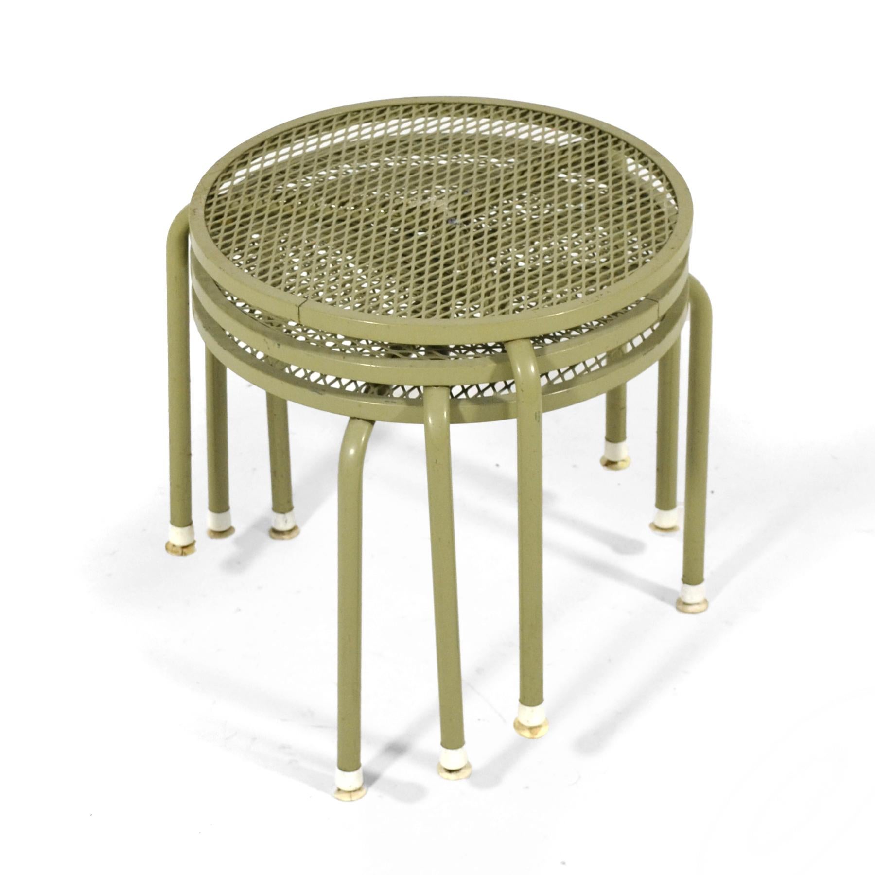Mid-Century Modern Set of Three Surfline Stacking Outdoor Tables