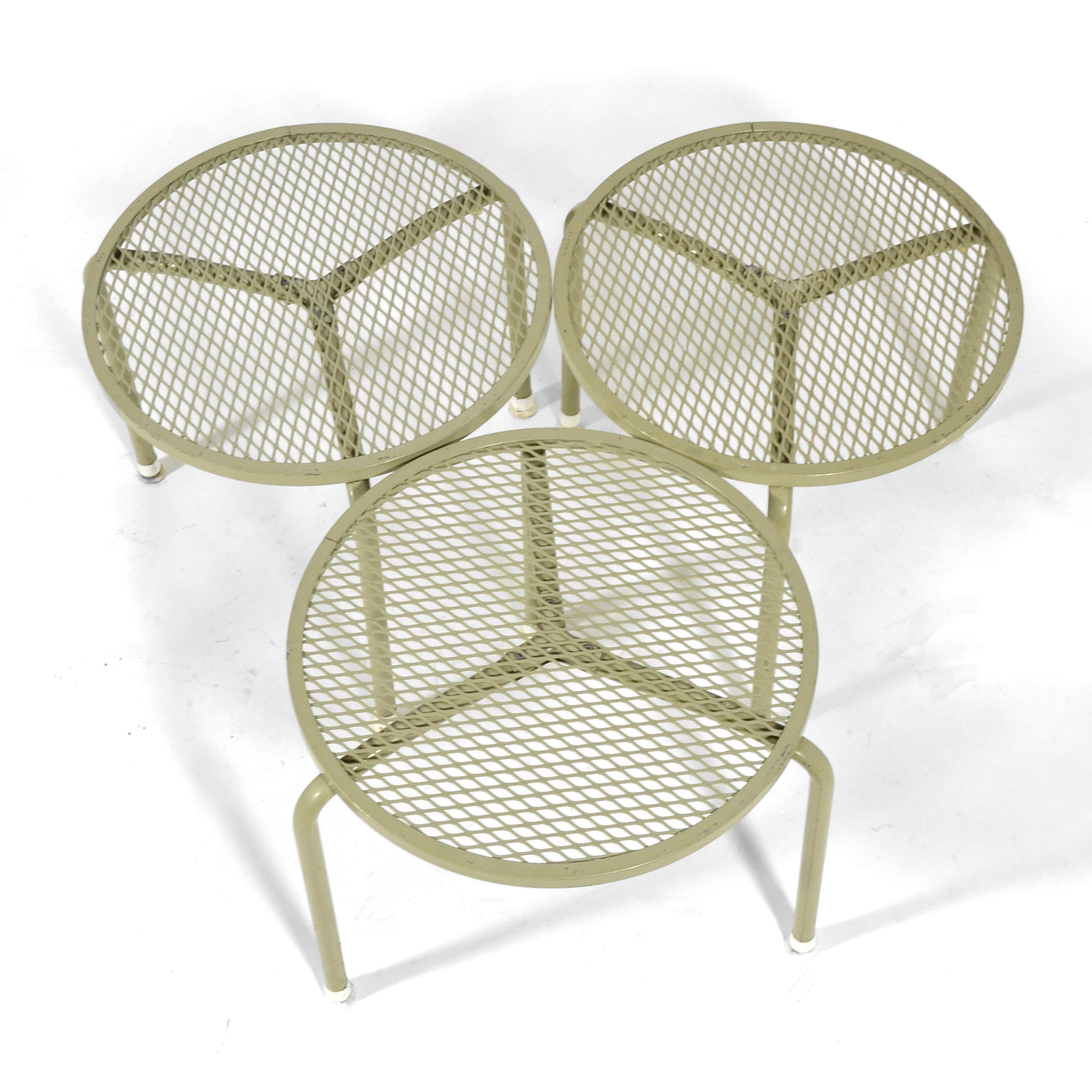 Set of Three Surfline Stacking Outdoor Tables In Good Condition In Highland, IN