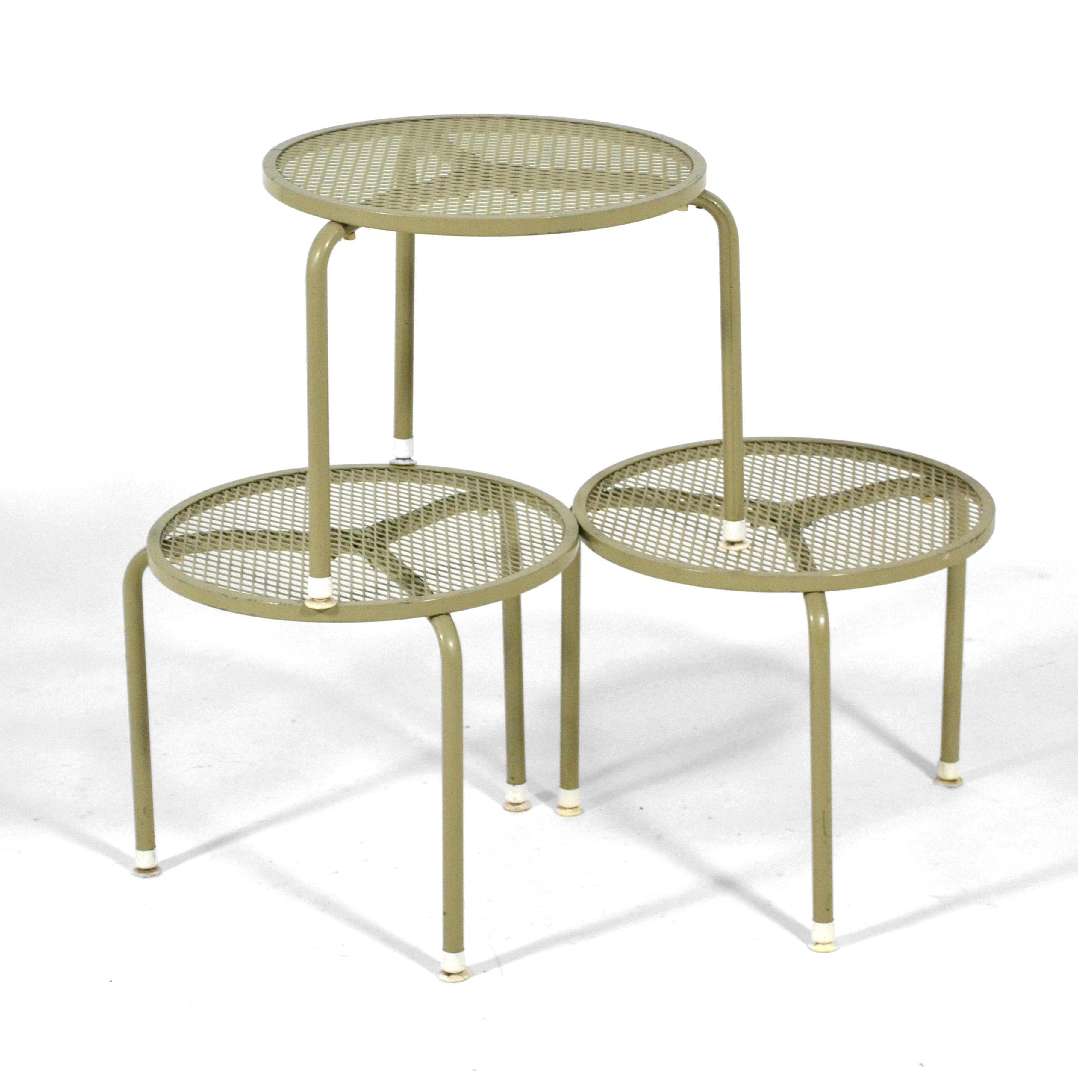 Mid-20th Century Set of Three Surfline Stacking Outdoor Tables