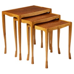 Set of Three Swedish Grace Nesting Tables, Anonymous, Sweden, 1940s