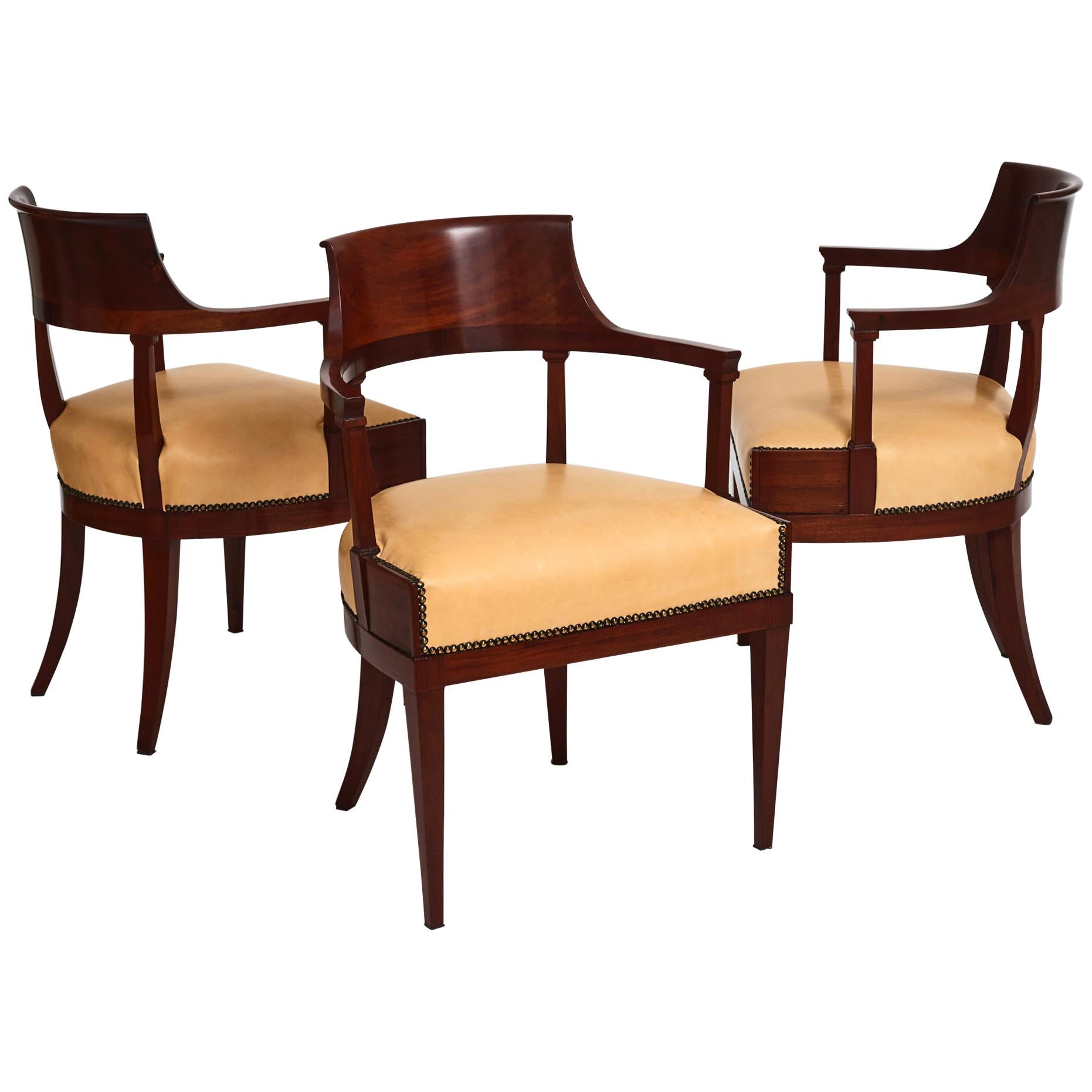 Set of Three Swedish Neoclassical Armchairs, First Quarter of the 19th Century