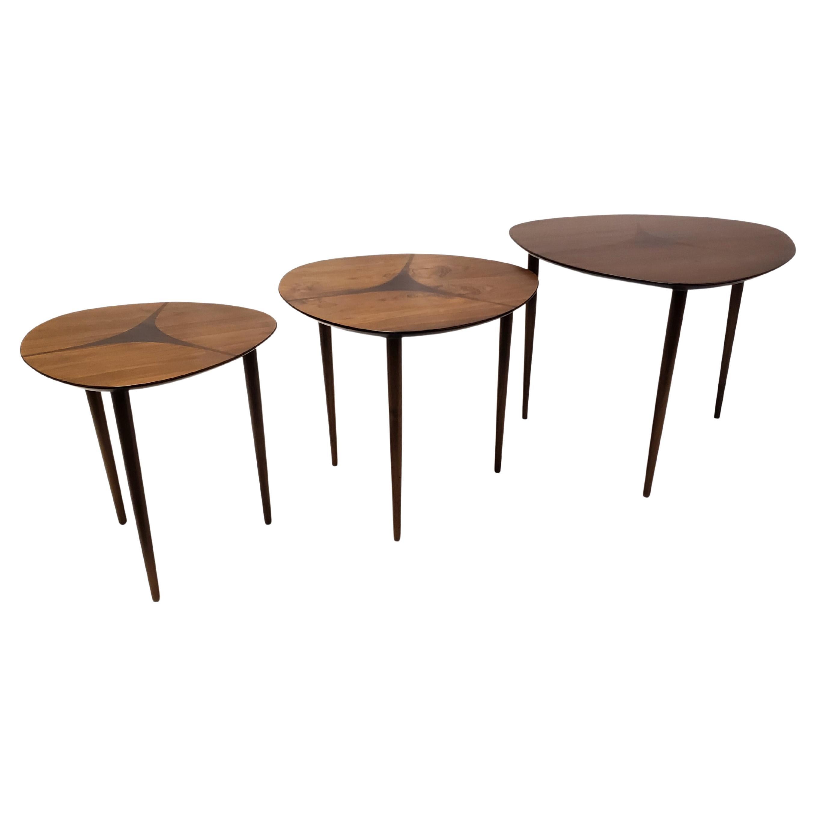 Mid-Century Modern Set of Three Swedish Stacking Tables For Sale