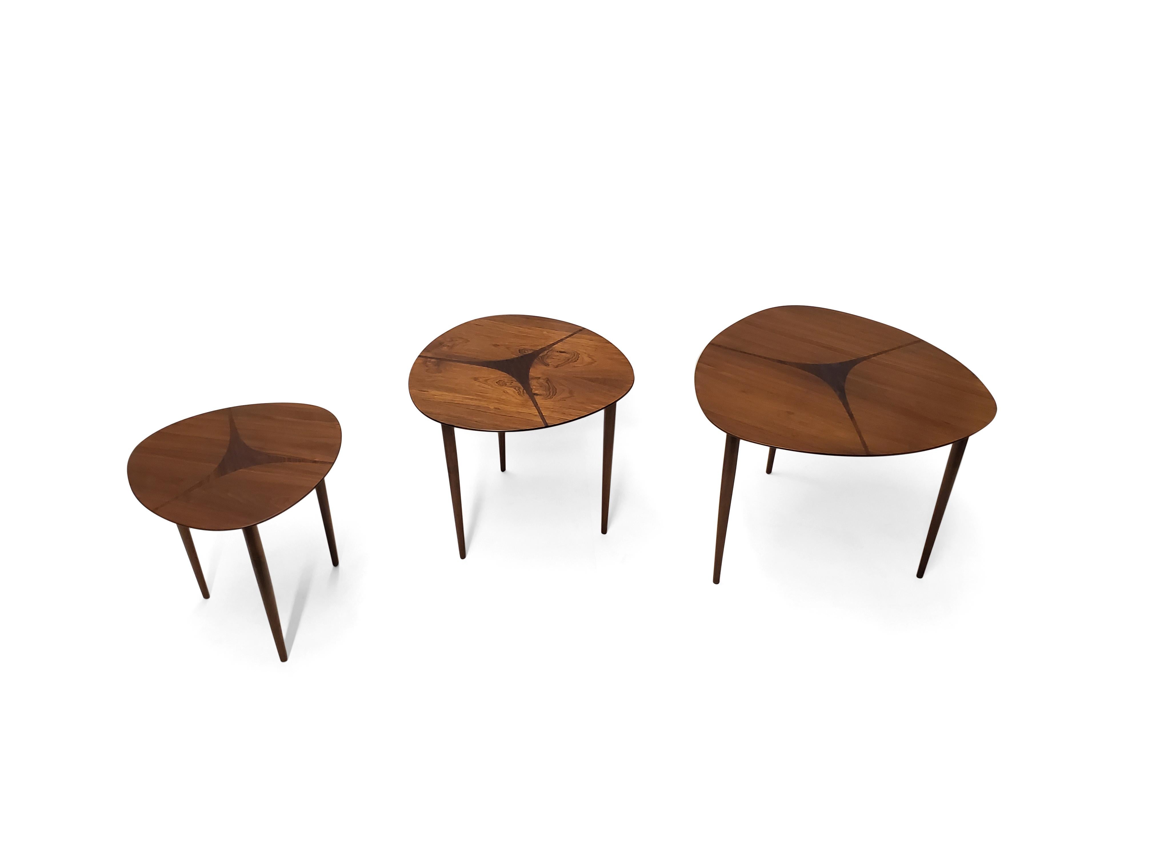 Set of Three Swedish Stacking Tables For Sale 2