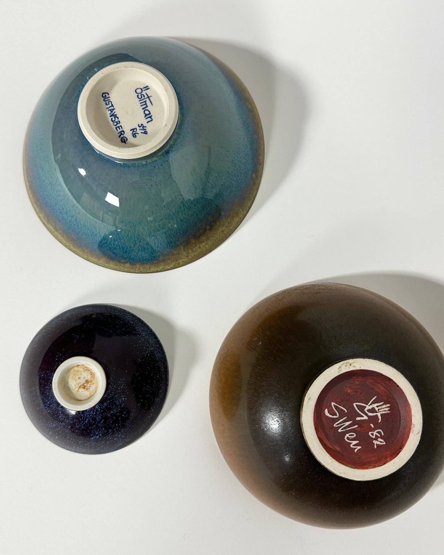 Set of Three Swedish Stoneware Bowls Sven Wejsfelt & Lasse Östman Gustavsberg  For Sale 7