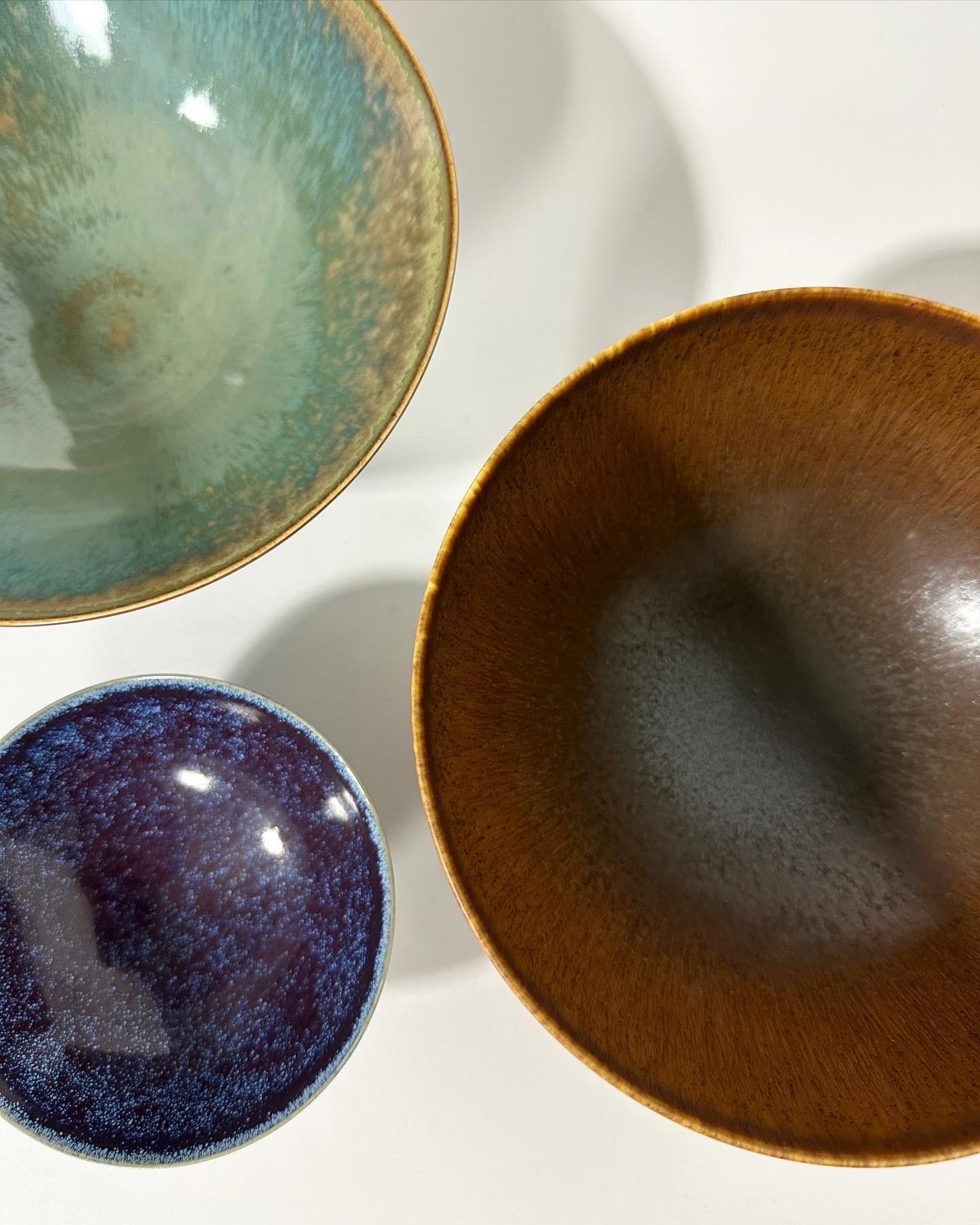 Set of Three Swedish Stoneware Bowls Sven Wejsfelt & Lasse Östman Gustavsberg  In Good Condition For Sale In Basel, BS